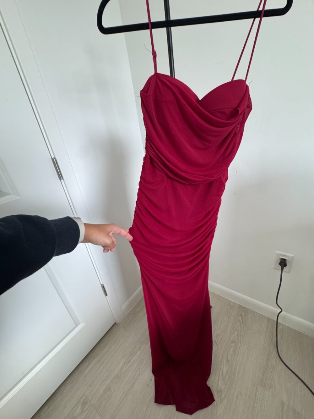 Windsor Burgundy Ruched Corset Bodycon Maxi Dress Size M